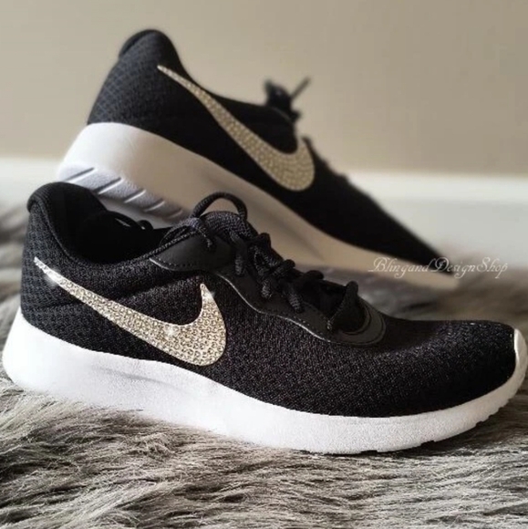 Nike Tanjun Sneakers Shoes Custom with Clear Swarovski Crystals Bling Nikes - Picture 6 of 6